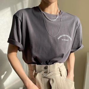 Grey oversized t-shirt short sleeve top